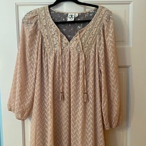 Anthropologie blush embellished dress, size L